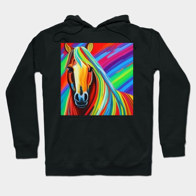 Horse Rainbow Painting Hoodie by KayBee Gift Shop